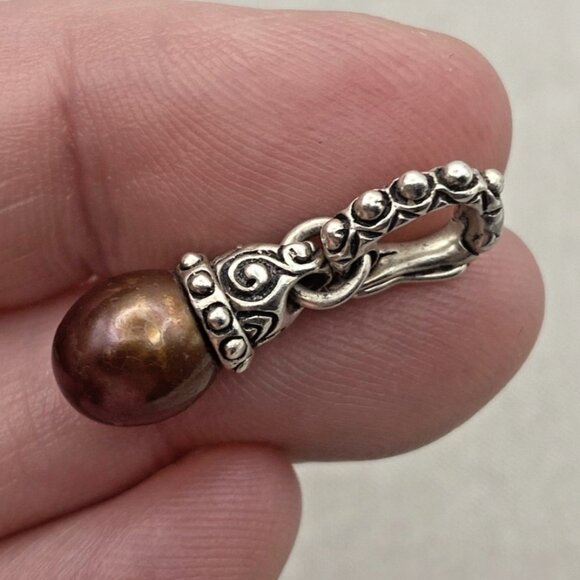 Barbara Bixby Jewelry - Barbara Bixby Charm Chocolate Pearl Enhancer Sterling Silver 925 Pendant Drop